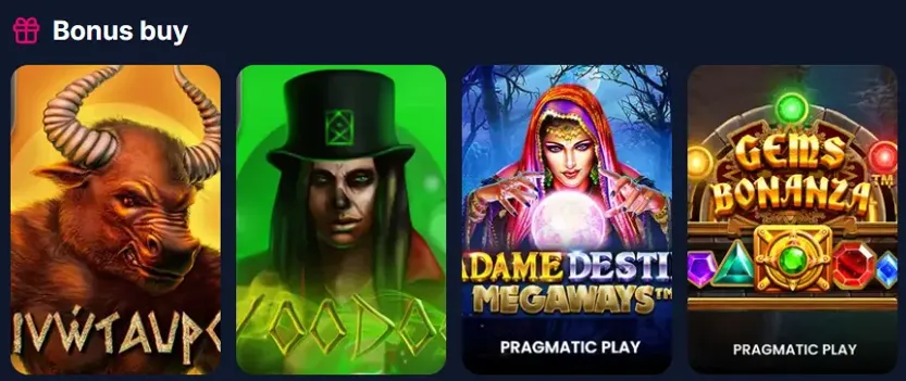 Слоты с Bonus Buy в Lukkly: Minotauros, Voodoo, Madame Destiny Megaways и Gems Bonanza