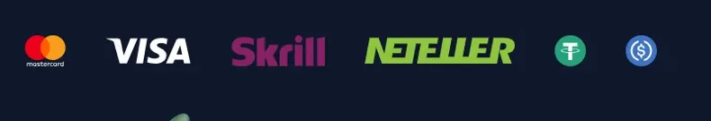 Способы оплаты Lukkly: Mastercard, Visa, Skrill, Neteller, Tether и USDC